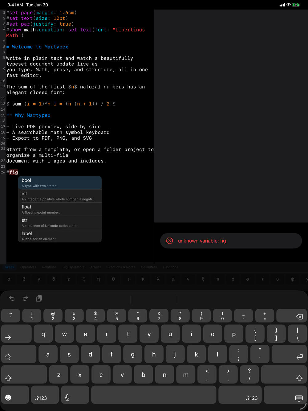 Completion on iPad, dark mode