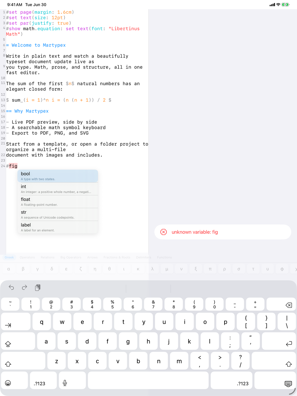 Completion on iPad, light mode