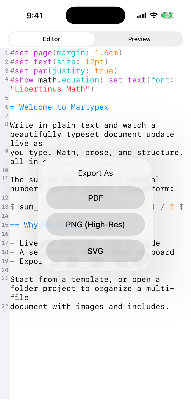 Export format picker on iPhone, light mode
