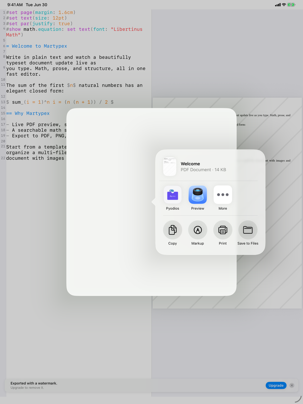 Share the exported file on iPad, light mode