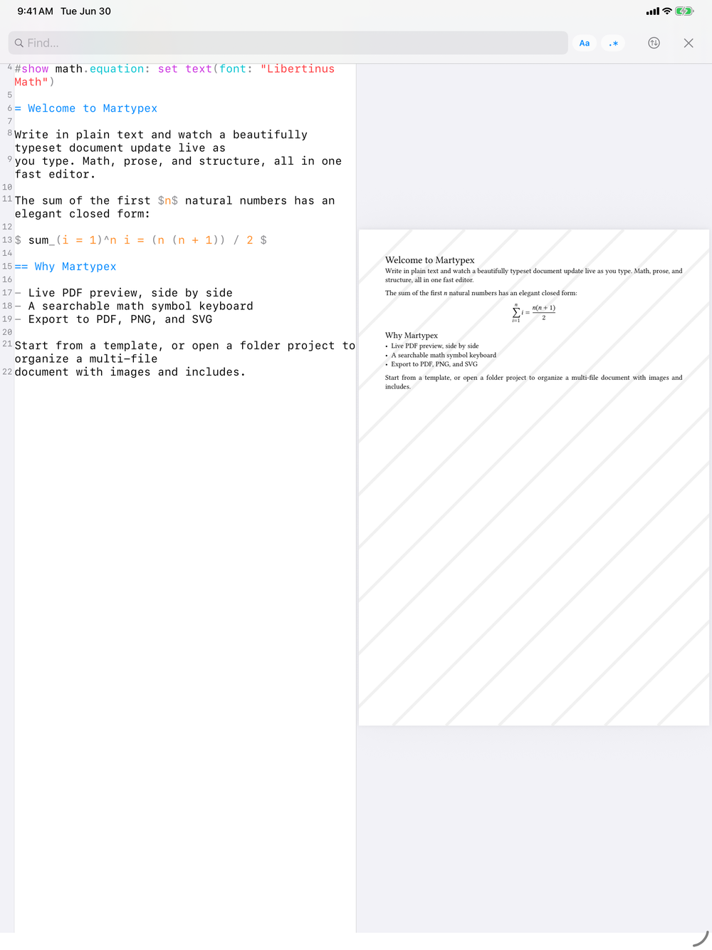 Find & Replace on iPad, light mode