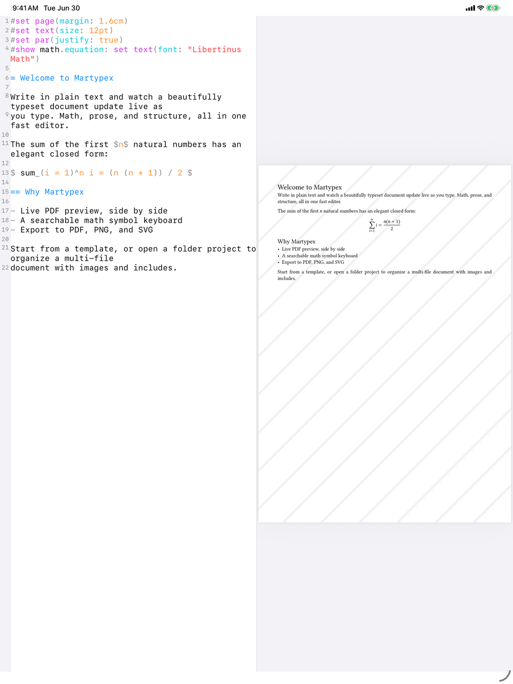 Export on iPad, light mode